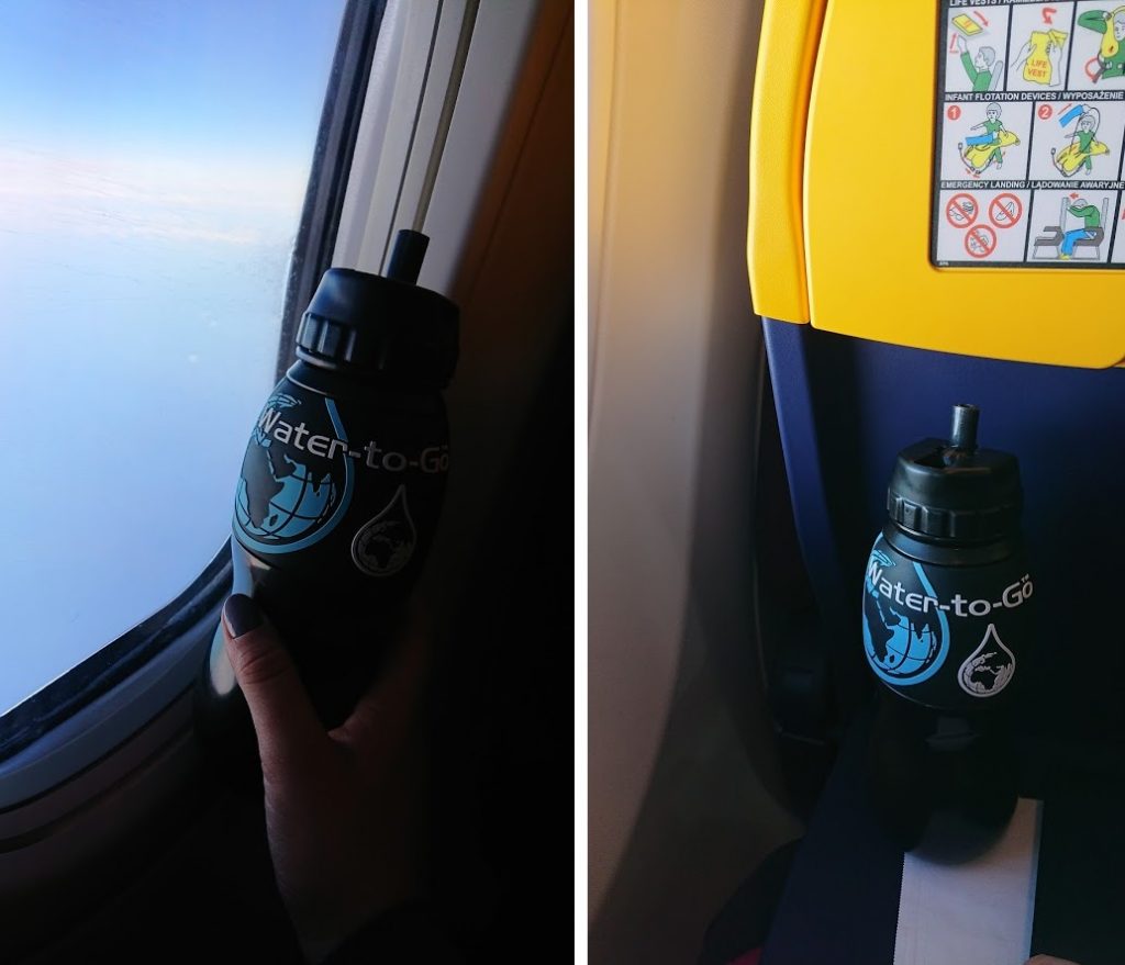 butelki z filtrem samolot