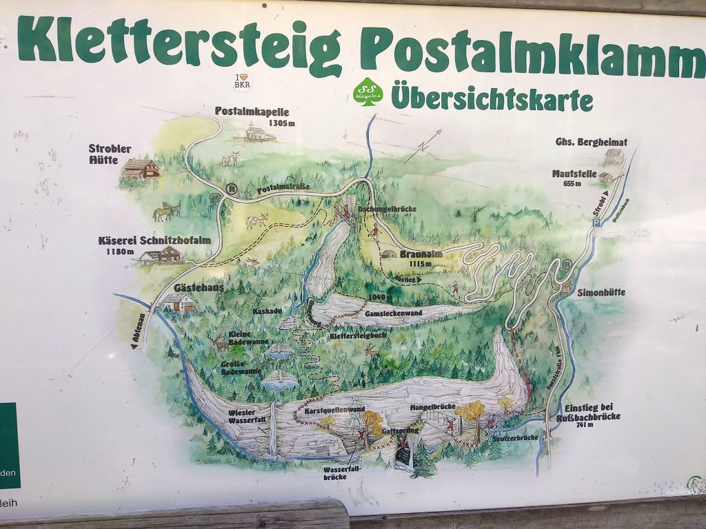Tablica informacyjna - via ferrata Postalmklamm